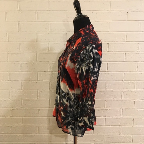 Dries Van Noten Snap Blouse Sz 38- Blk/Red/White - Picture 4 of 8